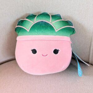 Mini Squishmallow 5" Afiyah Pink and Green Succulent Plant Kellytoy 2021 NWT